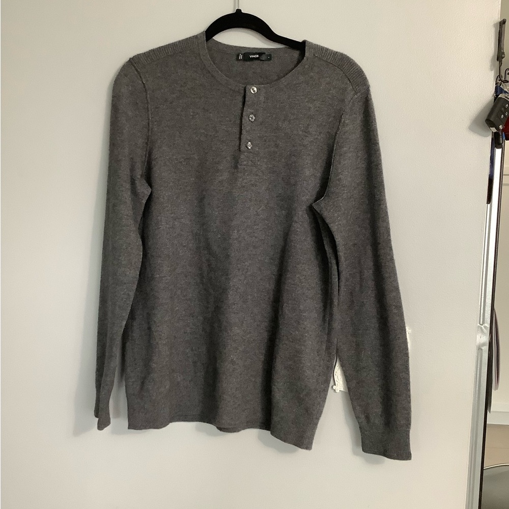 Vince Charcoal Buttoned Knit  Sweater